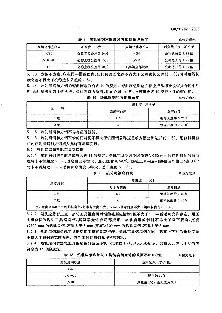 熱軋鋼棒尺寸、外形、重量及允許偏差國(guó)標(biāo) GBT 702-2008 代替GBT 702-20040007