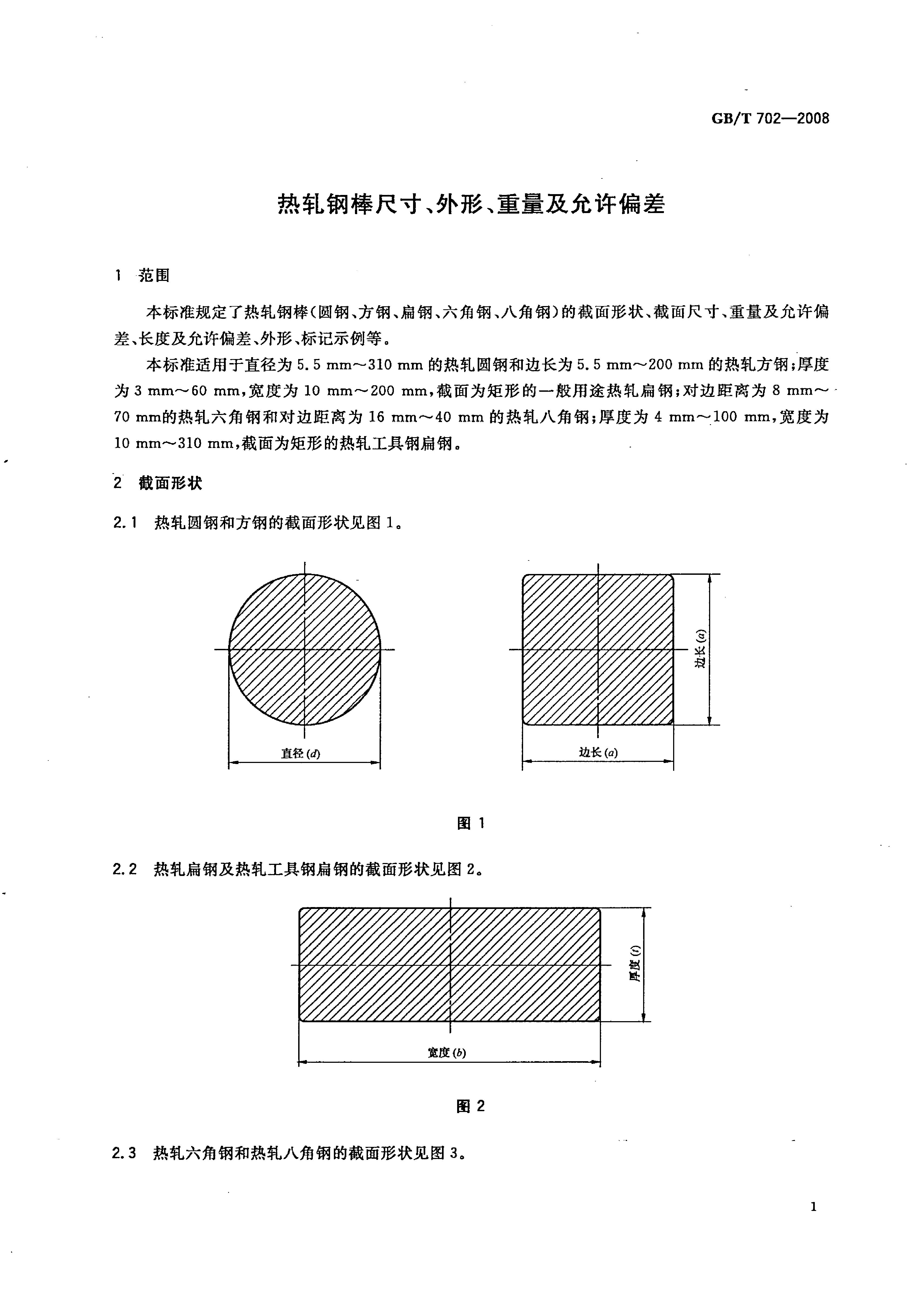 熱軋鋼棒尺寸、外形、重量及允許偏差國(guó)標(biāo) GBT 702-2008 代替GBT 702-20040003